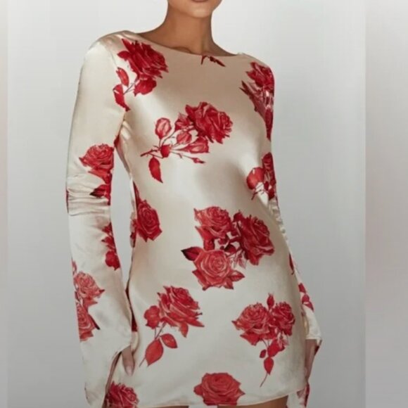 Meshki Dresses & Skirts - Meshki Red Floral Long Sleeve Dress